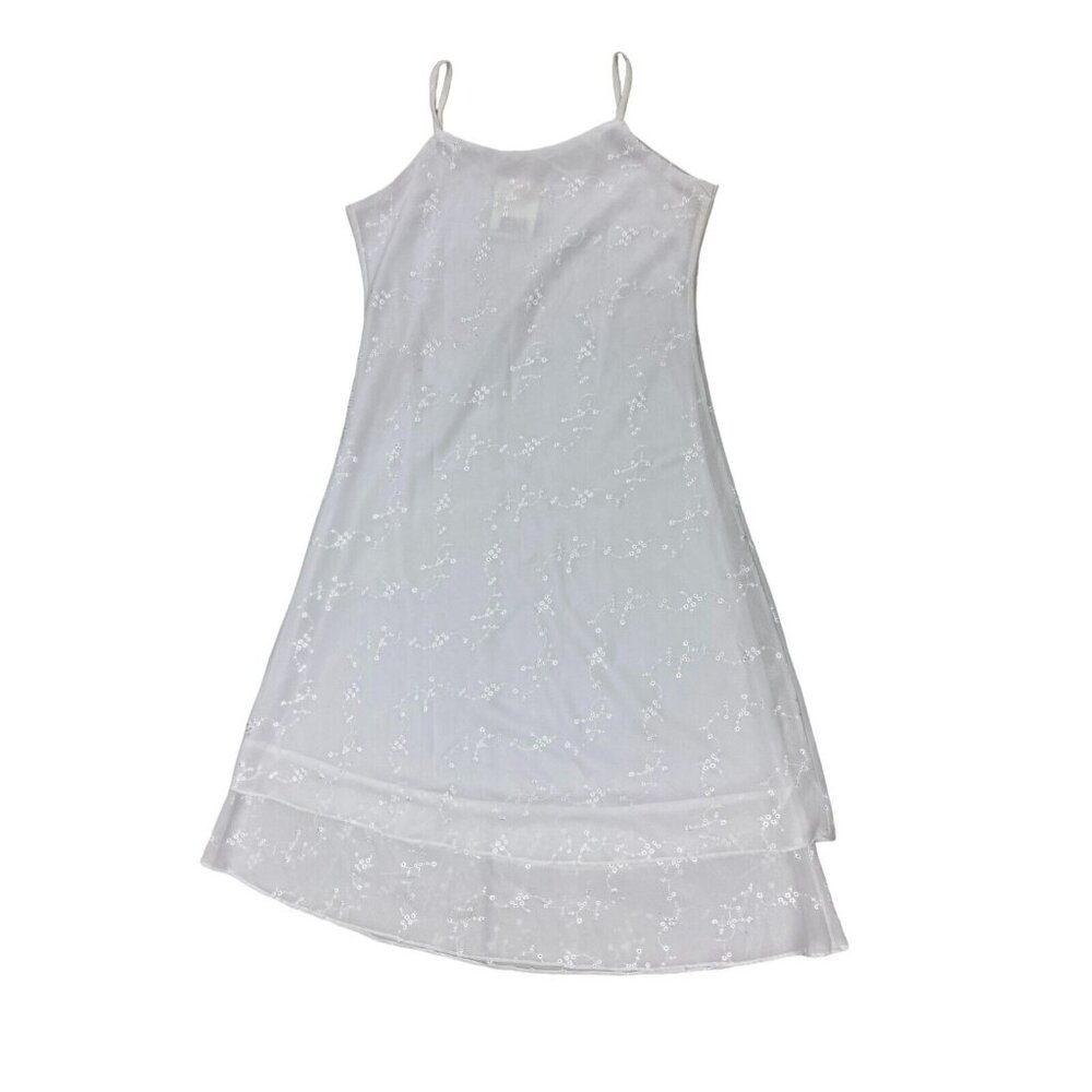 Dior White Eyelet Slip Dress Size  L Spaghetti Strap NWT